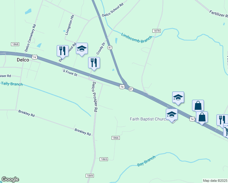 map of restaurants, bars, coffee shops, grocery stores, and more near 82 Applewhite in Delco