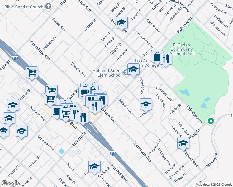 map of restaurants, bars, coffee shops, grocery stores, and more near 13304 Frederick Way in Los Angeles