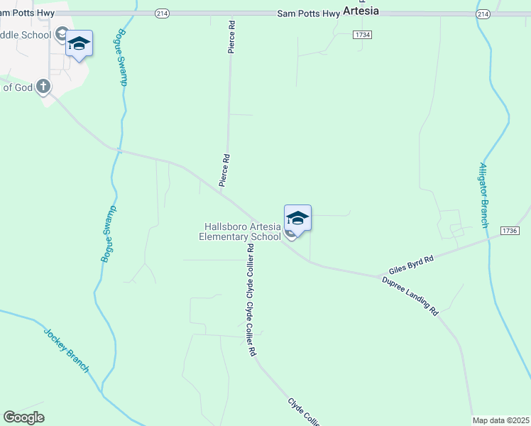 map of restaurants, bars, coffee shops, grocery stores, and more near 1207 Giles Byrd Road in Hallsboro