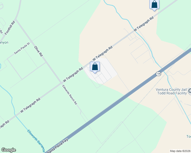 map of restaurants, bars, coffee shops, grocery stores, and more near 12738 West Telegraph Road in Santa Paula