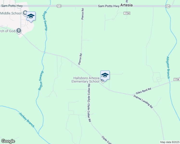 map of restaurants, bars, coffee shops, grocery stores, and more near 1147 Giles Byrd Road in Hallsboro