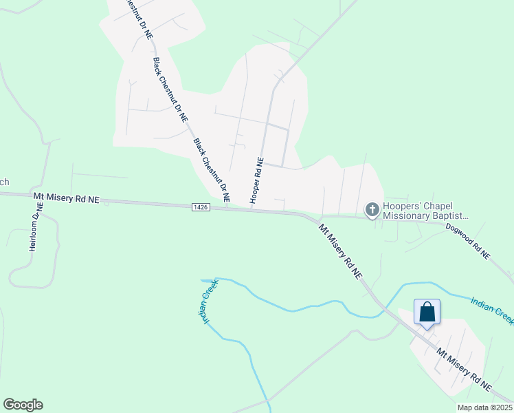 map of restaurants, bars, coffee shops, grocery stores, and more near 3596 Mount Misery Road Northeast in Leland