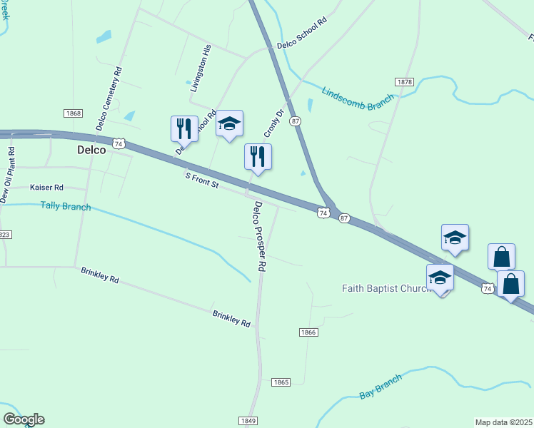 map of restaurants, bars, coffee shops, grocery stores, and more near 84 Applewhite in Delco