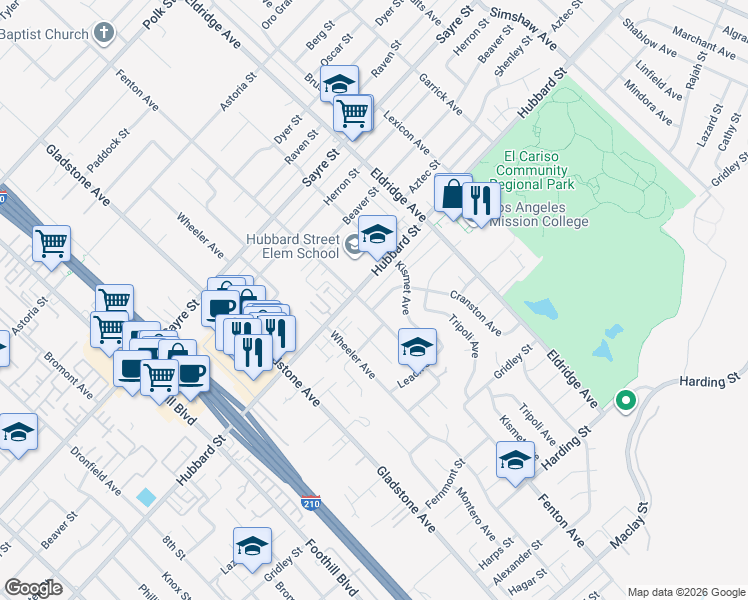 map of restaurants, bars, coffee shops, grocery stores, and more near 13345 Calcutta Street in Los Angeles