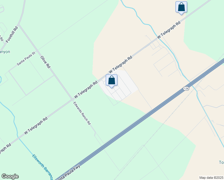 map of restaurants, bars, coffee shops, grocery stores, and more near 12738 West Telegraph Road in Santa Paula