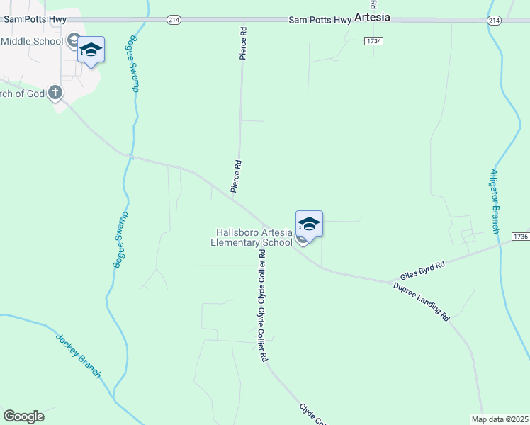 map of restaurants, bars, coffee shops, grocery stores, and more near 1147 Giles Byrd Road in Hallsboro