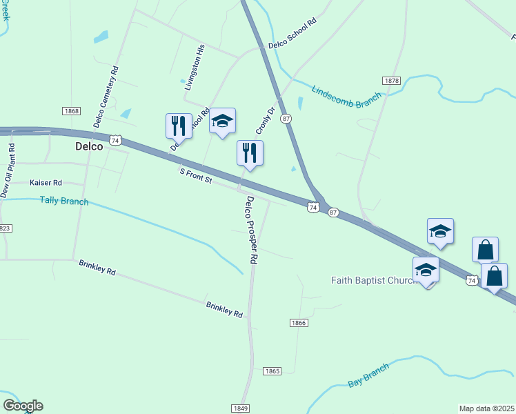 map of restaurants, bars, coffee shops, grocery stores, and more near 84 Applewhite in Delco