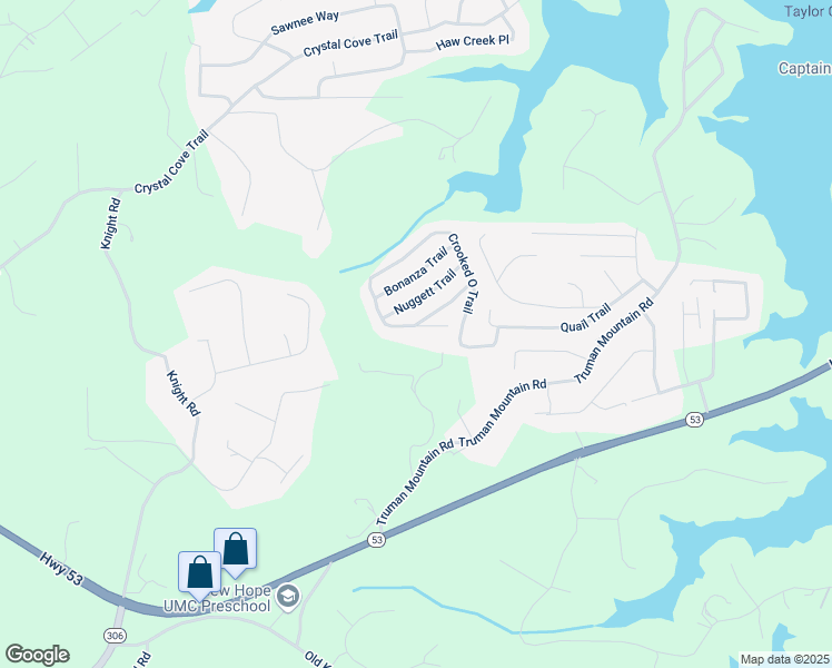 map of restaurants, bars, coffee shops, grocery stores, and more near 7020 Crooked O Trail in Gainesville