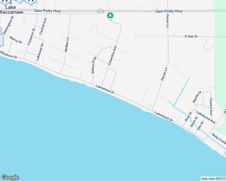 map of restaurants, bars, coffee shops, grocery stores, and more near 1102 Lakeshore Drive in Lake Waccamaw