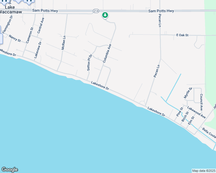 map of restaurants, bars, coffee shops, grocery stores, and more near 1102 Lakeshore Drive in Lake Waccamaw