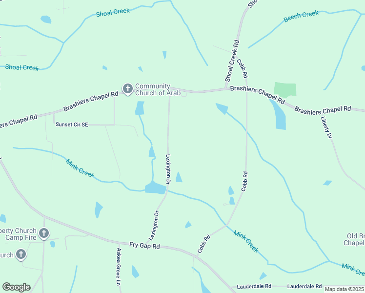 map of restaurants, bars, coffee shops, grocery stores, and more near 153 Lexington Drive in Arab