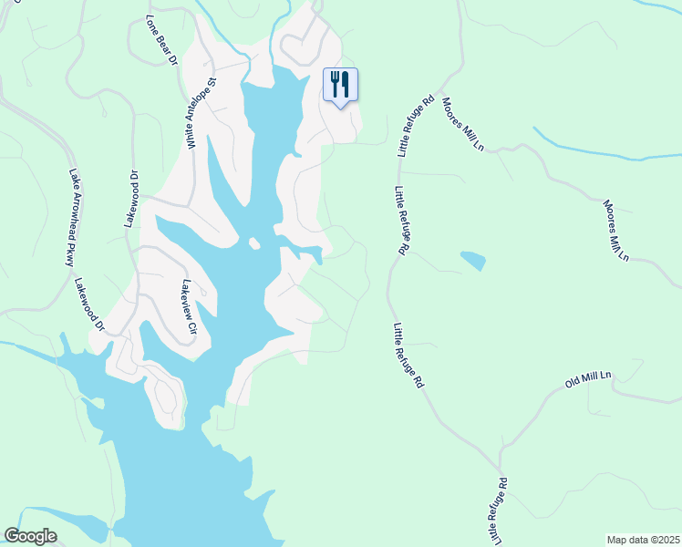 map of restaurants, bars, coffee shops, grocery stores, and more near 114 Washington Oak Court in Waleska