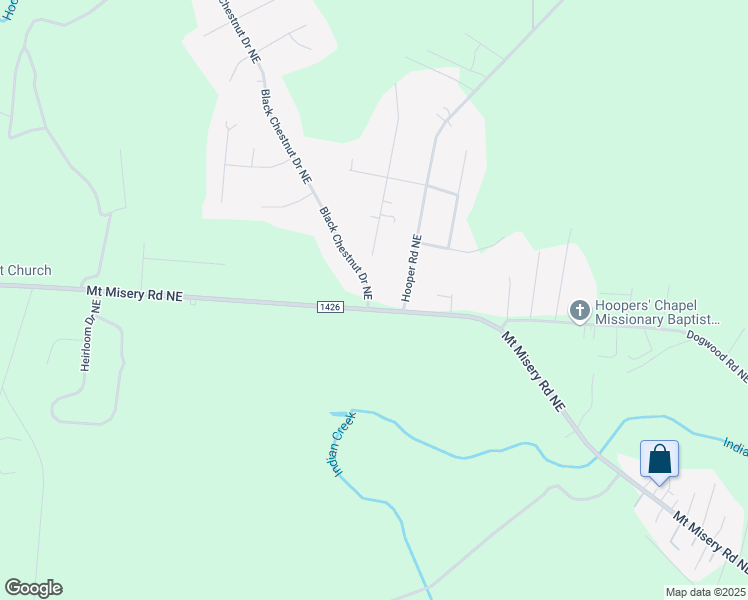 map of restaurants, bars, coffee shops, grocery stores, and more near 3646 Mount Misery Road Northeast in Leland