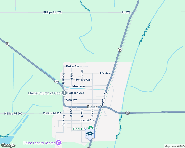 map of restaurants, bars, coffee shops, grocery stores, and more near 203 Lee Avenue in Elaine