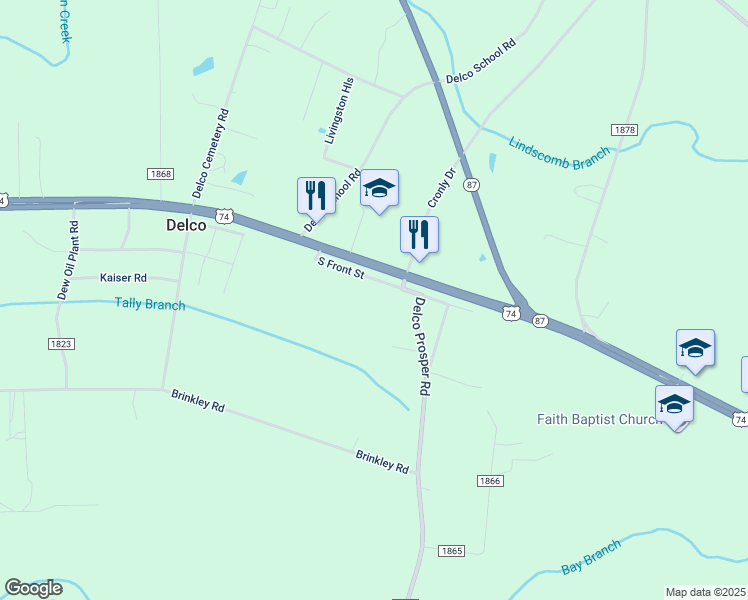 map of restaurants, bars, coffee shops, grocery stores, and more near in Delco