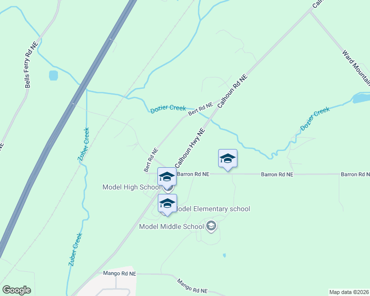 map of restaurants, bars, coffee shops, grocery stores, and more near 3337 Calhoun Road Northeast in Rome