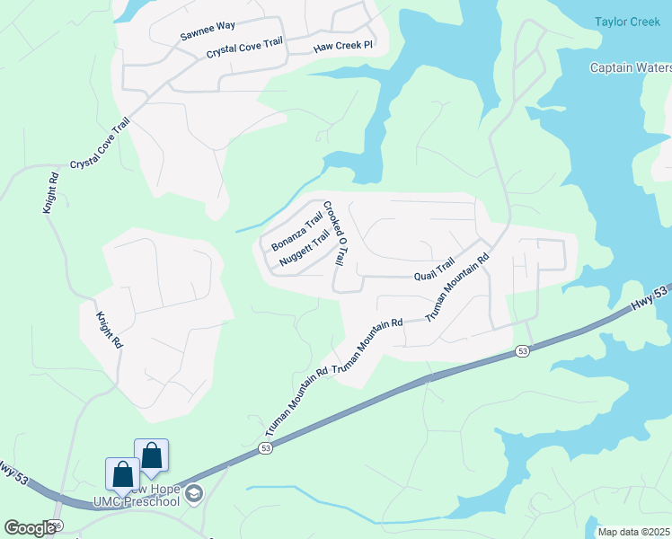 map of restaurants, bars, coffee shops, grocery stores, and more near 6750 Crooked O Trail in Gainesville