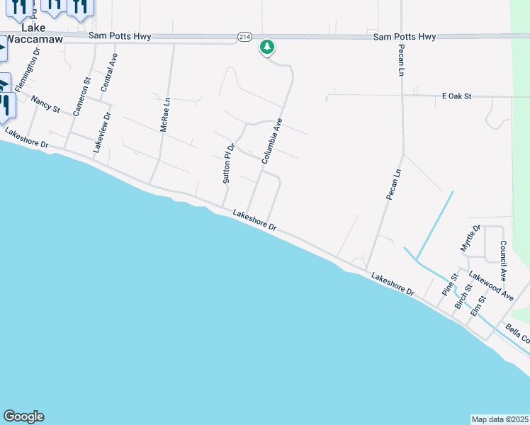 map of restaurants, bars, coffee shops, grocery stores, and more near 712 Robeson Avenue in Lake Waccamaw