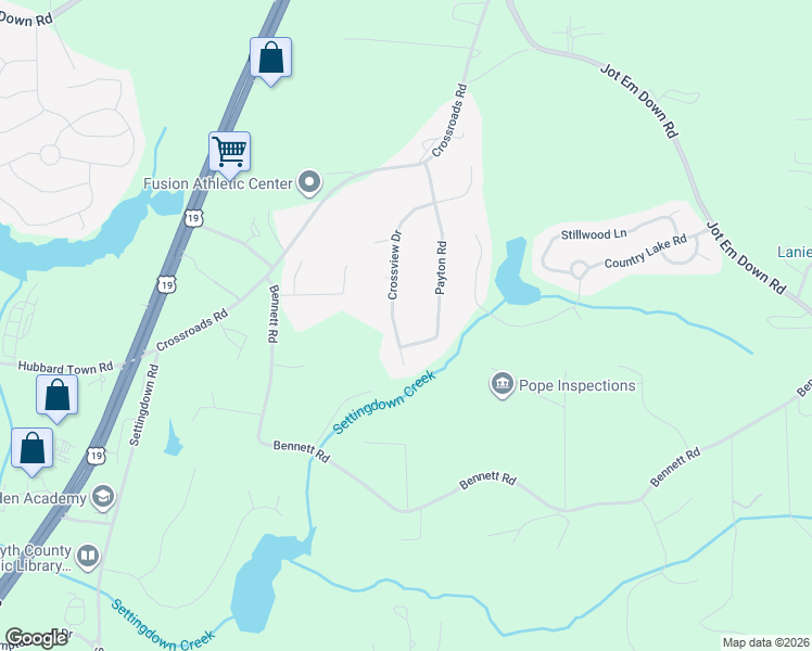 map of restaurants, bars, coffee shops, grocery stores, and more near 6955 Crossview Drive in Cumming