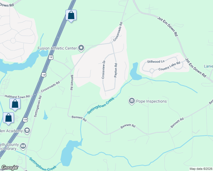 map of restaurants, bars, coffee shops, grocery stores, and more near 6955 Crossview Drive in Cumming
