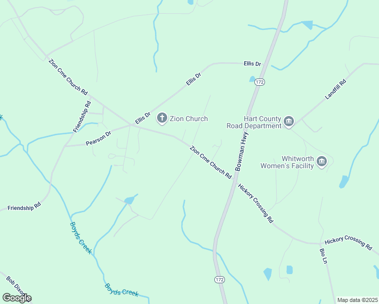 map of restaurants, bars, coffee shops, grocery stores, and more near 79 King Drive in Hartwell