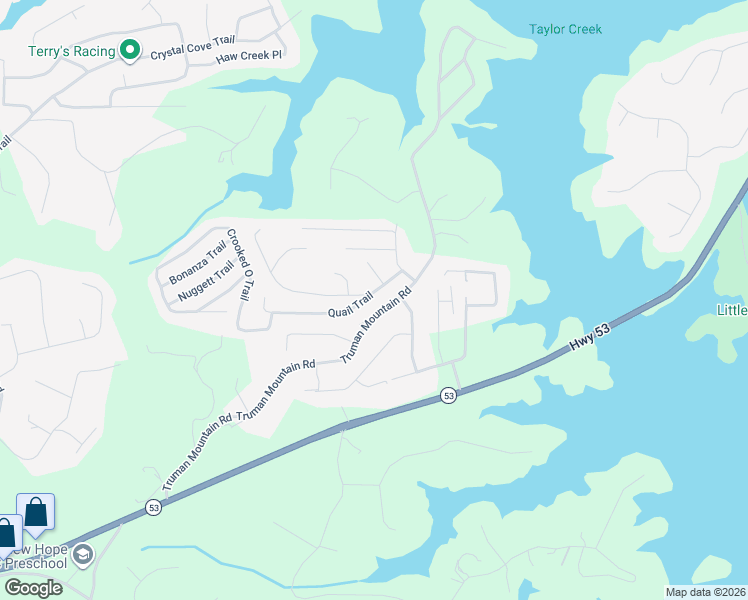 map of restaurants, bars, coffee shops, grocery stores, and more near 5545 Quail Trail in Gainesville