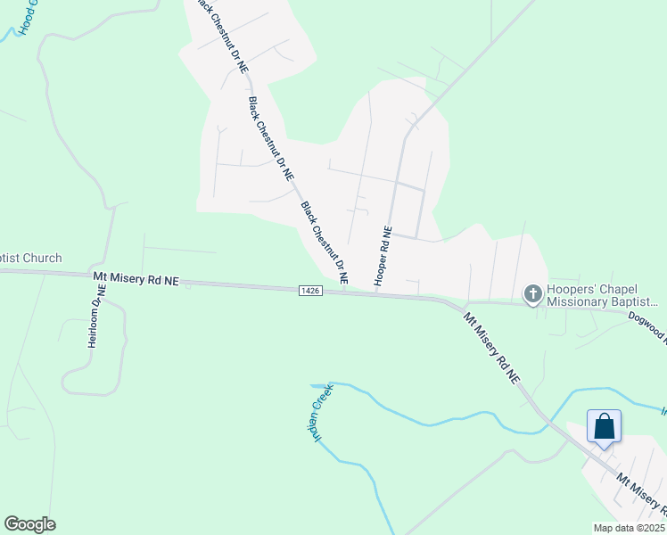 map of restaurants, bars, coffee shops, grocery stores, and more near 3654 Mount Misery Road Northeast in Leland