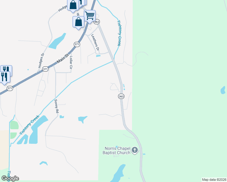 map of restaurants, bars, coffee shops, grocery stores, and more near 416-418 Scooter Hill Road in Mantachie