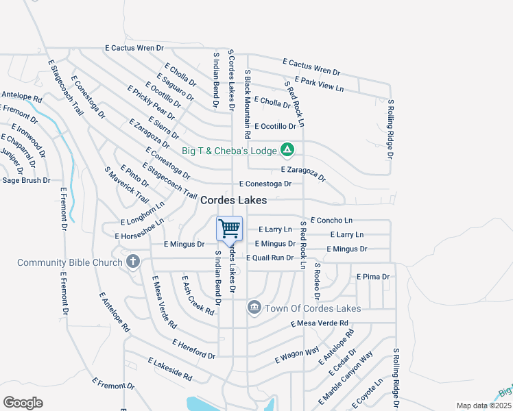 map of restaurants, bars, coffee shops, grocery stores, and more near 20484 East Stagecoach Trail in Mayer