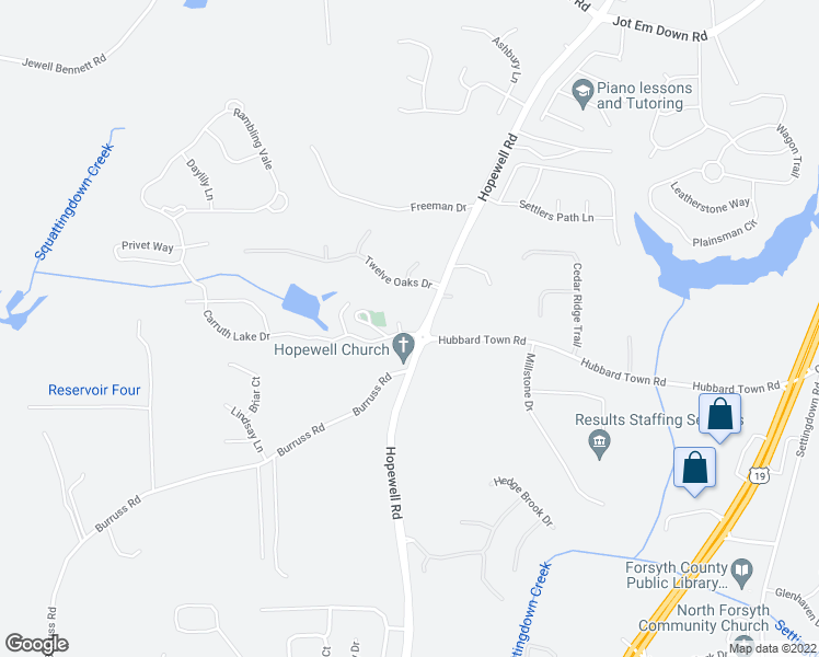 map of restaurants, bars, coffee shops, grocery stores, and more near 55510 Carruth Lake Drive in Cumming