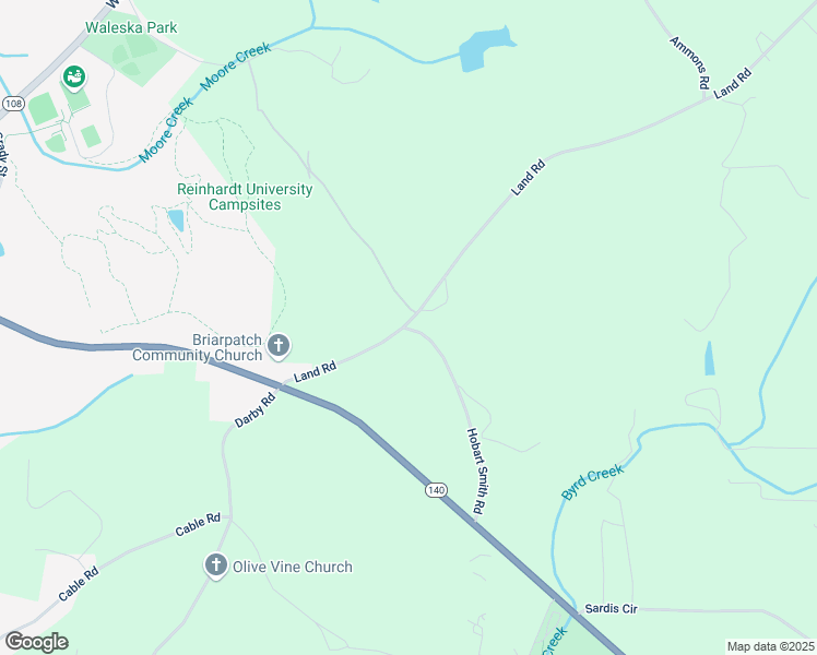 map of restaurants, bars, coffee shops, grocery stores, and more near 424-804 Land Road in Waleska