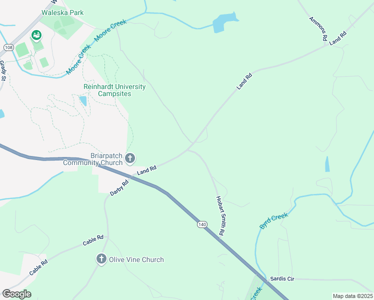 map of restaurants, bars, coffee shops, grocery stores, and more near 424 Land Road in Waleska