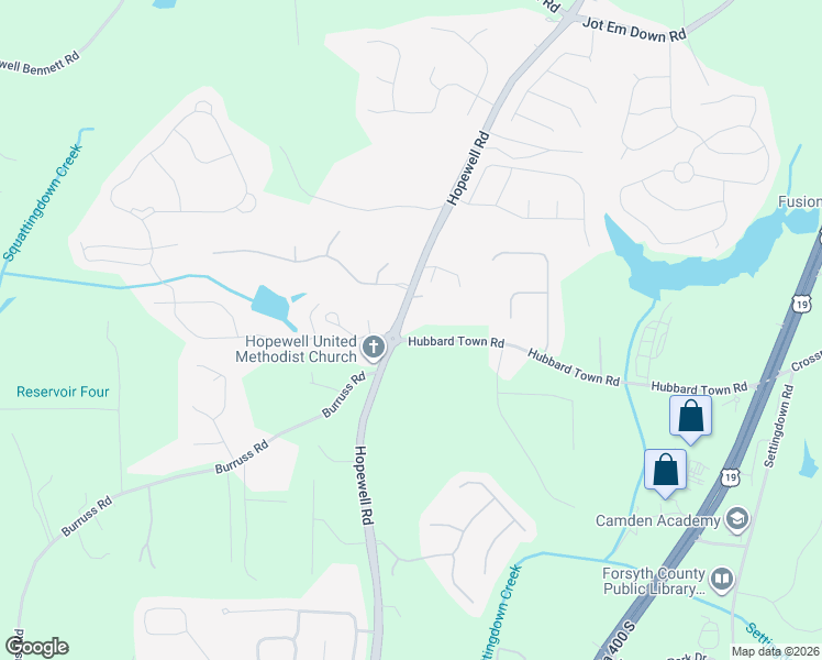 map of restaurants, bars, coffee shops, grocery stores, and more near 5346 Hopewell Road in Cumming