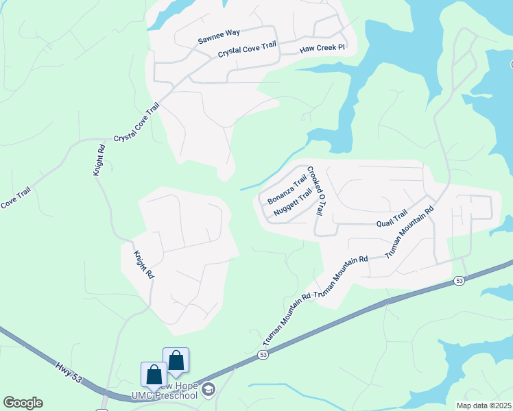 map of restaurants, bars, coffee shops, grocery stores, and more near 6750 Crooked O Trail in Gainesville