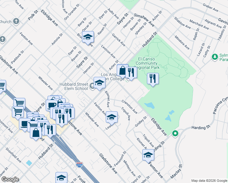 map of restaurants, bars, coffee shops, grocery stores, and more near 13264 Calcutta Street in Los Angeles