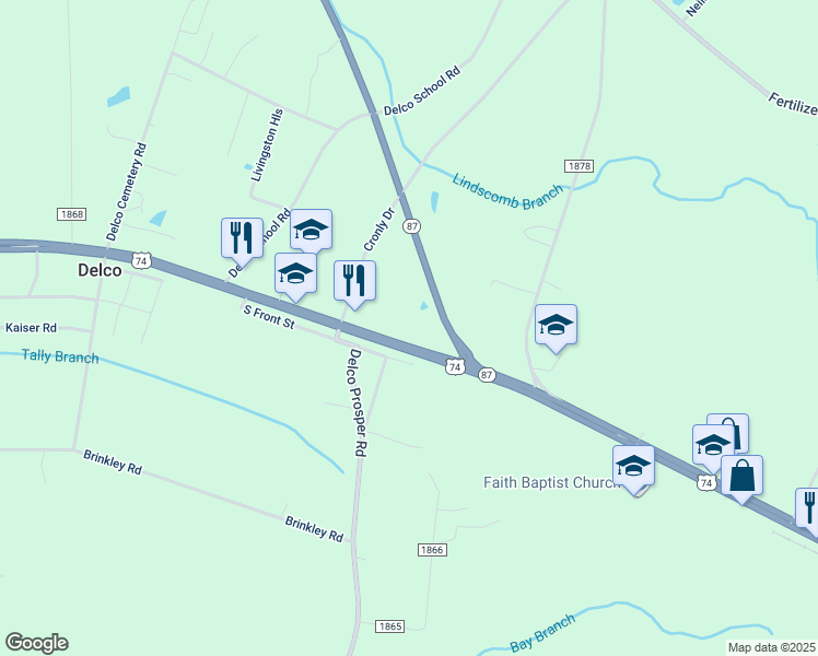 map of restaurants, bars, coffee shops, grocery stores, and more near 26379 Andrew Jackson Highway in Columbus