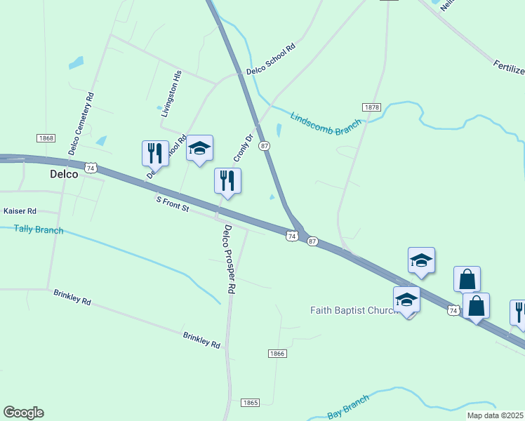 map of restaurants, bars, coffee shops, grocery stores, and more near 26379 Andrew Jackson Highway in Delco