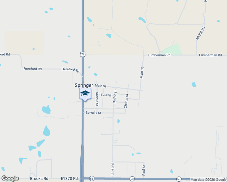 map of restaurants, bars, coffee shops, grocery stores, and more near 705 Butler St. in Springer