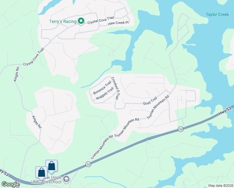 map of restaurants, bars, coffee shops, grocery stores, and more near 6225 Gold Dust Trail in Gainesville