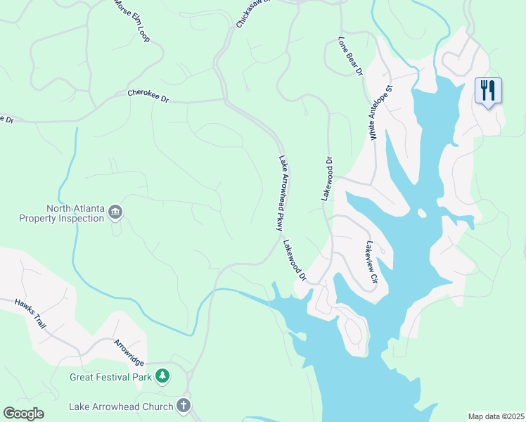 map of restaurants, bars, coffee shops, grocery stores, and more near 209 Ponderosa Lane in Waleska