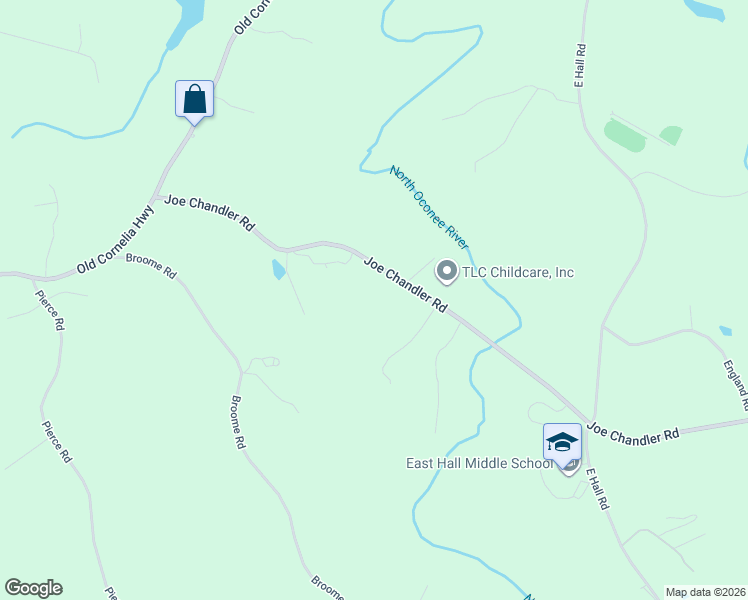 map of restaurants, bars, coffee shops, grocery stores, and more near 3066 Joe Chandler Road in Gainesville