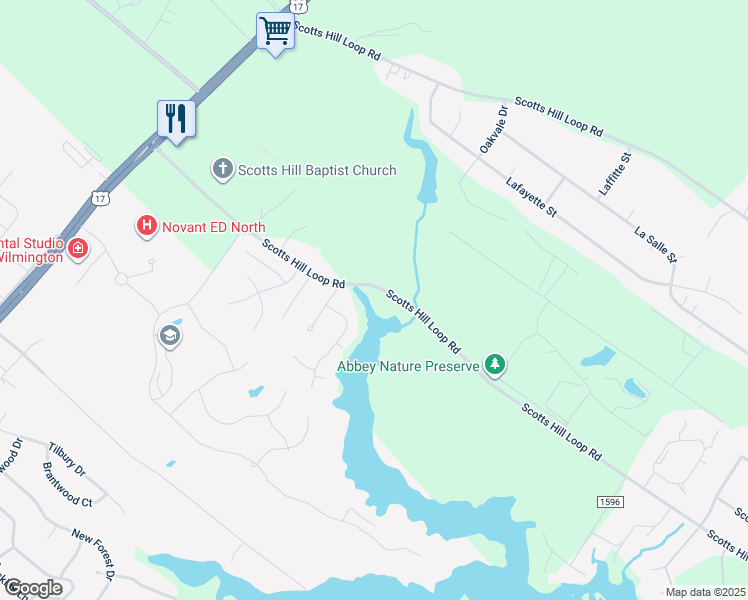 map of restaurants, bars, coffee shops, grocery stores, and more near 668 Scotts Hill Loop Rd in Wilmington