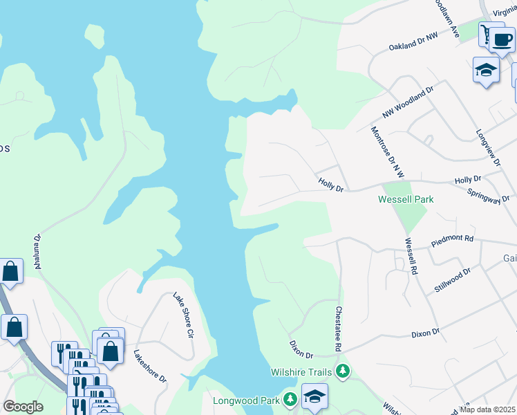 map of restaurants, bars, coffee shops, grocery stores, and more near 875 Northwest Beverly Drive in Gainesville