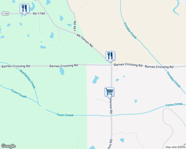 map of restaurants, bars, coffee shops, grocery stores, and more near 3911 Mount Vernon Road in Tupelo