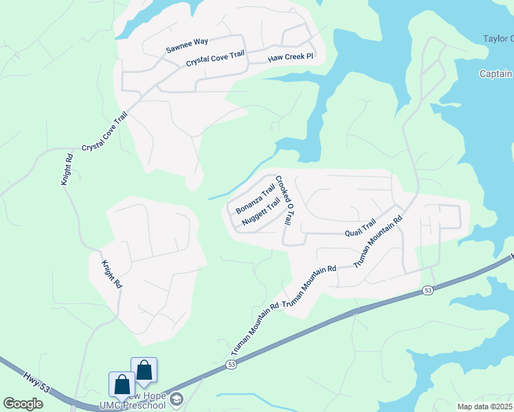 map of restaurants, bars, coffee shops, grocery stores, and more near 6530 Bonanza Trail in Gainesville