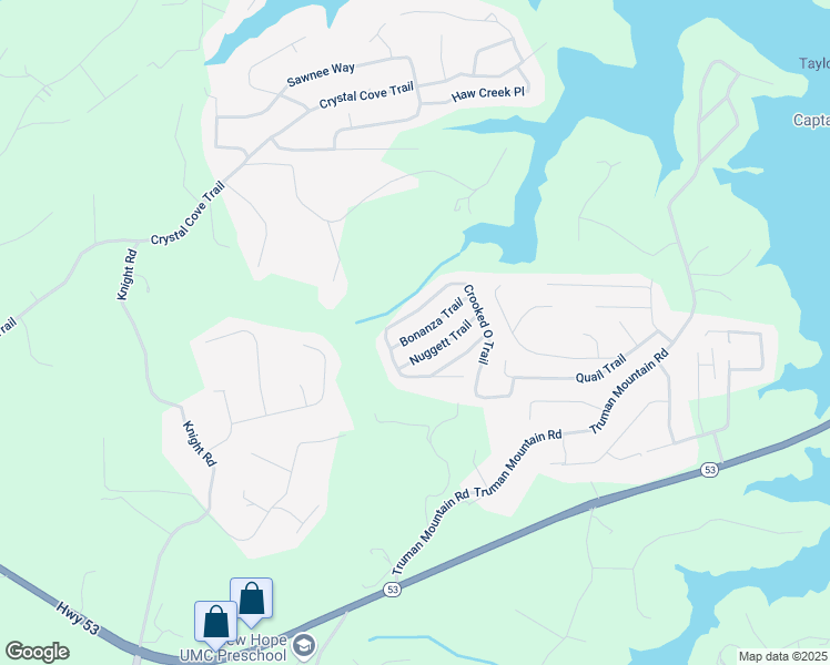 map of restaurants, bars, coffee shops, grocery stores, and more near 6550 Bonanza Trail in Gainesville