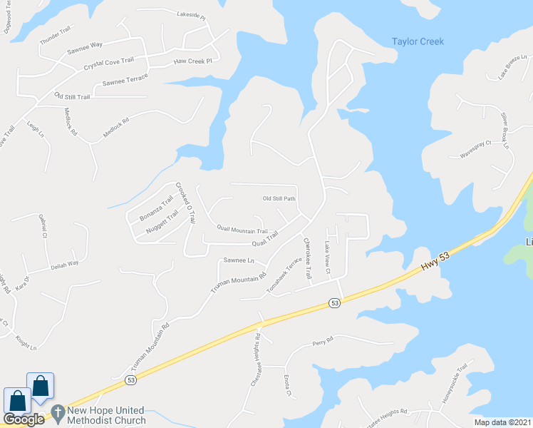 map of restaurants, bars, coffee shops, grocery stores, and more near 5750 Pebblebrook Trail in Gainesville