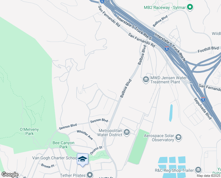 map of restaurants, bars, coffee shops, grocery stores, and more near 13462 Mission Tierra Way in Los Angeles