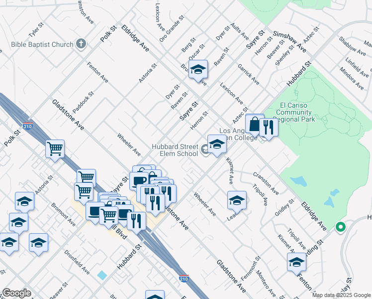 map of restaurants, bars, coffee shops, grocery stores, and more near 13451 Beaver Street in Los Angeles