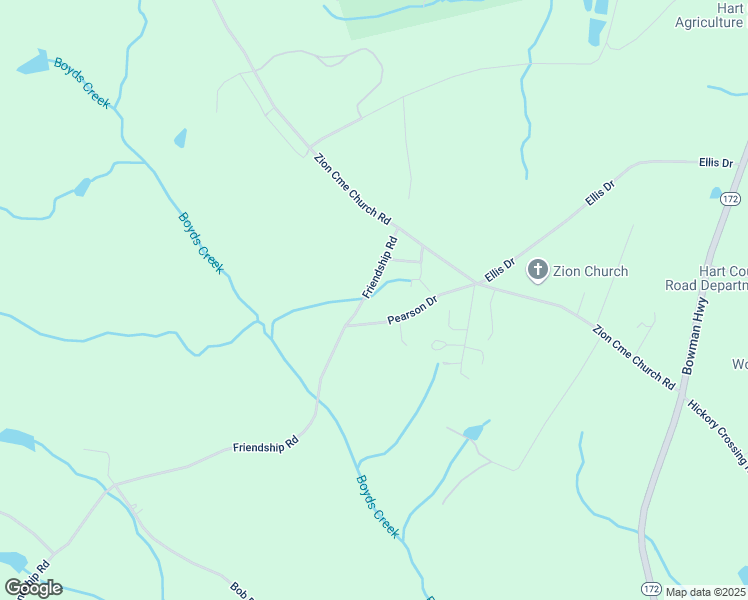 map of restaurants, bars, coffee shops, grocery stores, and more near 240 Pearson Drive in Hartwell